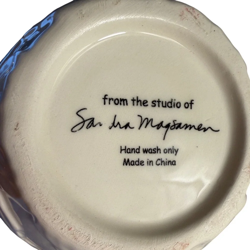 Sandra Magsamen Cream Embossed Rose Ceramic Vase Pink‎ Interior Floral Decor